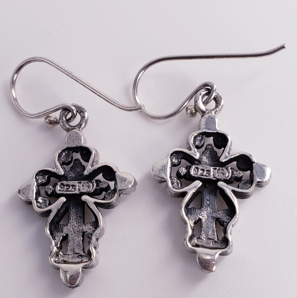 Cross Dangle Style Scrollwork Signed Sterling Sil… - image 3